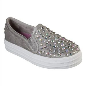 Silver Double Diamond Double Up Slip-On Sneaker